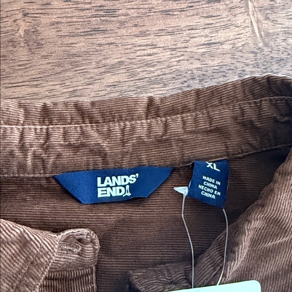 Lands’ End brown corduroy shirt dress with roll tab sleeves - Picture 8 of 12